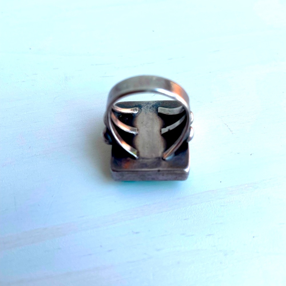 Designer turquoise solid sterling silver ring - Picture 10 of 13